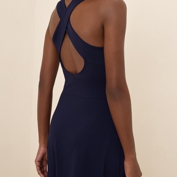 Pact Organic Cotton Fit & Flare Open Back Maxi Dress Eclipse Size Medium - Picture 2 of 8